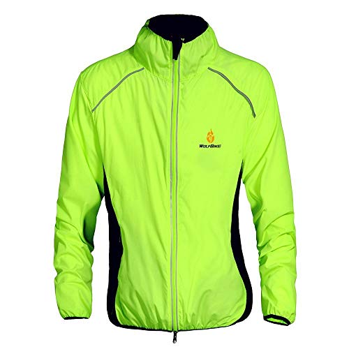 WOSAWE Ciclismo chaqueta impermeable hombres mujeres transpirable MTB Jersey manga larga Racing cortavientos abrigo para todas las estaciones, Unisex, Verde-A, L