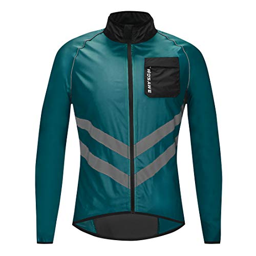 WOSAWE Hombres Ciclismo Chaquetas Impermeable Chaleco Ligero Motocicleta Viento Reflectante Abrigo Correr Montañismo Ropa Deportiva(218 Azul Marino XL)
