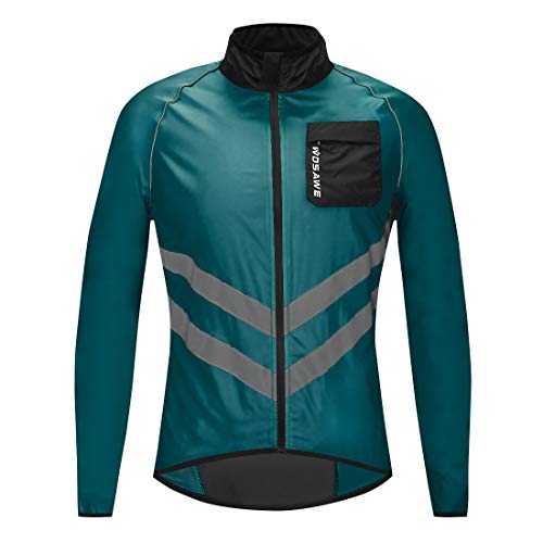 WOSAWE Hombres Ciclismo Chaquetas Impermeable Chaleco Ligero Motocicleta Viento Reflectante Abrigo Correr Montañismo Ropa Deportiva(218 Azul Marino XL)