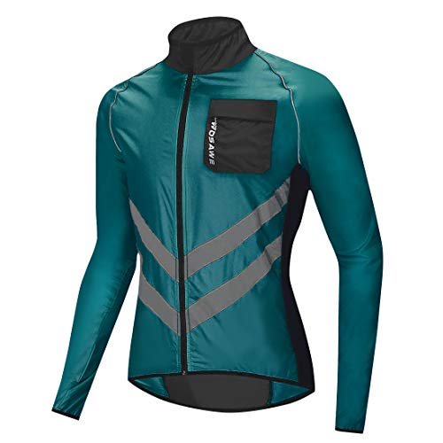 WOSAWE Hombres Ciclismo Chaquetas Impermeable Chaleco Ligero Motocicleta Viento Reflectante Abrigo Correr Montañismo Ropa Deportiva(218 Azul Marino XL)