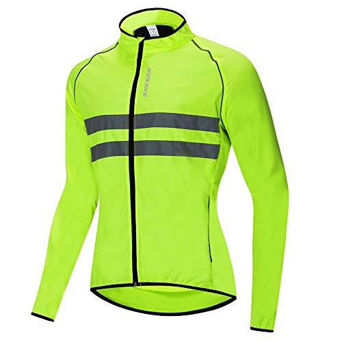 WOSAWE Hombres Ropa Ciclismo, Transpirable Chaqueta de Ciclismo Cortavientos Alta Visivilidad Chaleco Reflectante de MTB (BL215 Chaleco Verde XXL)