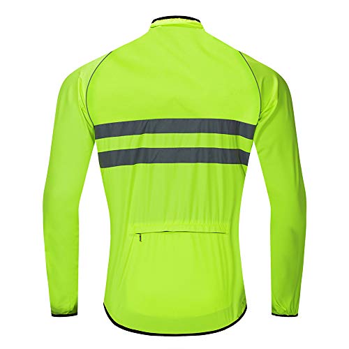 WOSAWE Hombres Ropa Ciclismo, Transpirable Chaqueta de Ciclismo Cortavientos Alta Visivilidad Chaleco Reflectante de MTB (BL215 Chaleco Verde XXL)