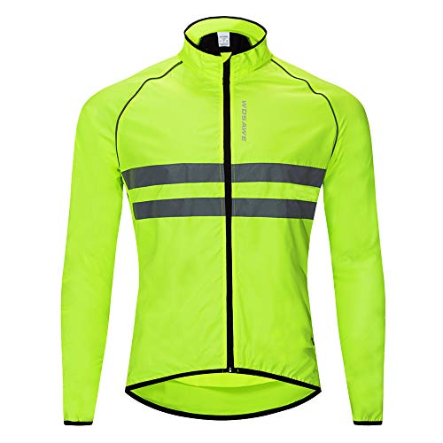 WOSAWE Hombres Ropa Ciclismo, Transpirable Chaqueta de Ciclismo Cortavientos Alta Visivilidad Chaleco Reflectante de MTB (BL215 Chaleco Verde XXL)