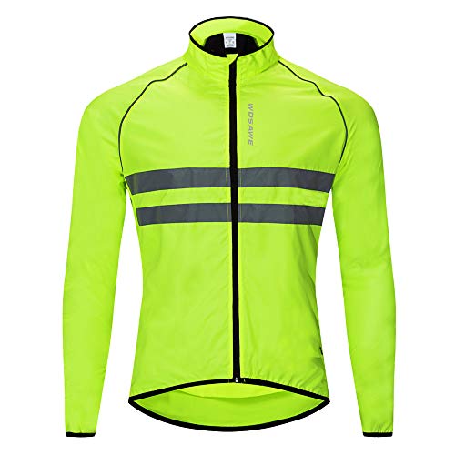 WOSAWE Hombres Ropa Ciclismo, Transpirable Chaqueta de Ciclismo Cortavientos Alta Visivilidad Chaleco Reflectante de MTB (BL215 Chaleco Verde XXL)