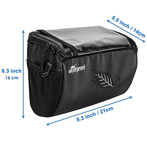 WOTOW Bolsa Manillar Bicicleta Impermeable 3L, Cesta de Almacenamiento de Marco Frontal de Bicicleta Impermeable con Patrones Reflectantes y Soporte para teléfono con Pantalla táctil para Ciclismo