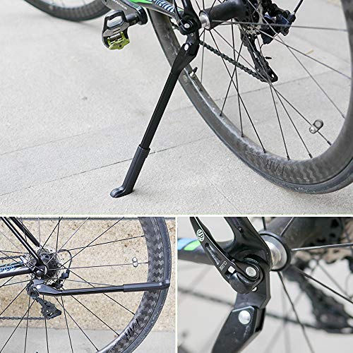 WOTOW Pata de Cabra Bicicleta, soporte ajustable para bicicleta de aleación de aluminio Soporte lateral para bicicleta Cierre trasero con resorte oculto Lado trasero para bicicleta de 24-27.5 pulgadas