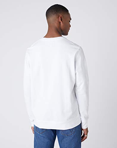 Wrangler Logo Crew Sudadera, Blanco (White 989), S para Hombre