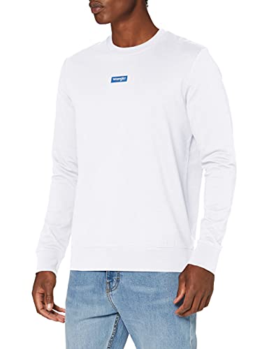 Wrangler Logo Crew Sudadera, Blanco (White 989), S para Hombre