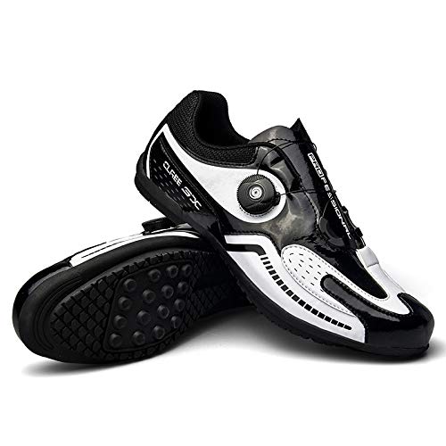WYUKN Calzado De Ciclismo para Hombre - Calzado De Bicicleta De Carretera Calzado De Bicicleta Ultraligero con Doble Hebilla De Fibra De Carbono,Black-45EU=(275mm)