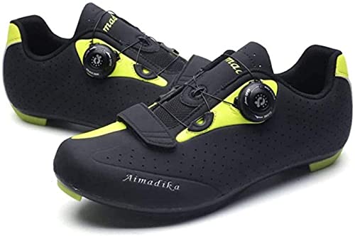 WYUKN Hombre Calzado de Ciclismo Calzado para Bicicleta de Carretera Autoblocante Transpirable Deportes Al Aire Libre Zapatillas MTB Antideslizante para Carretera Descenso,Green-44EU