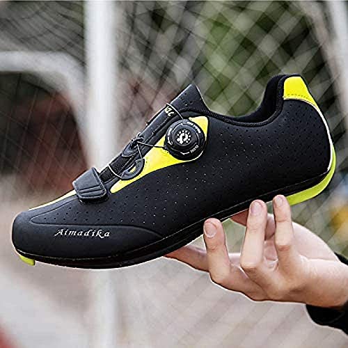 WYUKN Hombre Calzado de Ciclismo Calzado para Bicicleta de Carretera Autoblocante Transpirable Deportes Al Aire Libre Zapatillas MTB Antideslizante para Carretera Descenso,Green-44EU