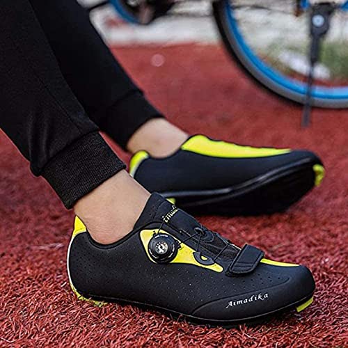 WYUKN Hombre Calzado de Ciclismo Calzado para Bicicleta de Carretera Autoblocante Transpirable Deportes Al Aire Libre Zapatillas MTB Antideslizante para Carretera Descenso,Green-44EU