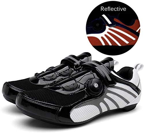 WYUKN Zapatillas de Ciclismo MTB para Hombre Mujer Ideal para Bicicletas de Montaña, Bicicletas de Ciclo Cross Country XC Incluidas,Black White-45EU