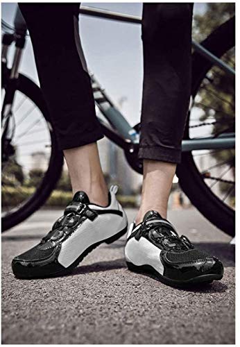 WYUKN Zapatillas de Ciclismo MTB para Hombre Mujer Ideal para Bicicletas de Montaña, Bicicletas de Ciclo Cross Country XC Incluidas,Black White-45EU