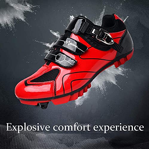 WYUKN Zapatillas de Ciclismo MTB para Hombre Mujer Ideal para Bicicletas de Montaña, Bicicletas de Ciclo Cross Country XC Incluidas,Red-44EU