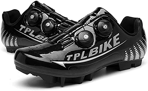 WYUKN Zapatillas de Ciclismo MTB SPD para Hombres y Mujeres, Ideales para Bicicletas de Montaña, Bicicletas de Ciclocross XC Incluidas,BlackMTB-45EU