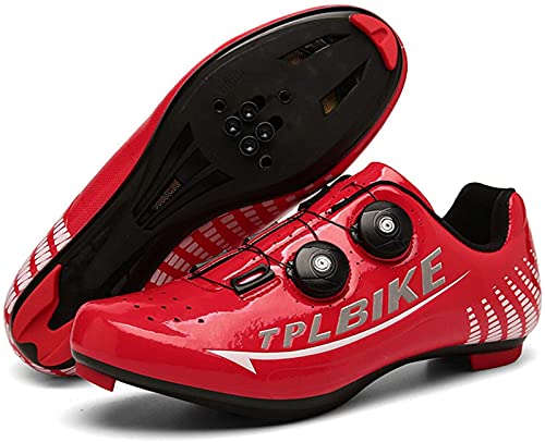 WYUKN Zapatillas de Ciclismo MTB SPD para Hombres y Mujeres, Ideales para Bicicletas de Montaña, Bicicletas de Ciclocross XC Incluidas,redSPD-42EU