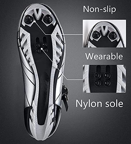 WYUKN Zapatillas de Ciclismo MTB SPD para Hombres y Mujeres, Ideales para Bicicletas de Montaña, Bicicletas de Ciclocross XC Incluidas,Silver-EU43