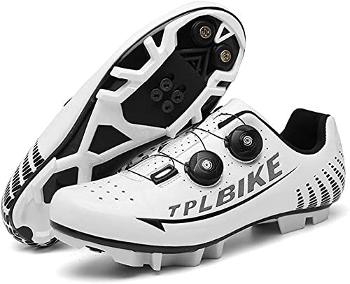 WYUKN Zapatillas de Ciclismo MTB SPD para Hombres y Mujeres, Ideales para Bicicletas de Montaña, Bicicletas de Ciclocross XC Incluidas,whiteMTB-43EU