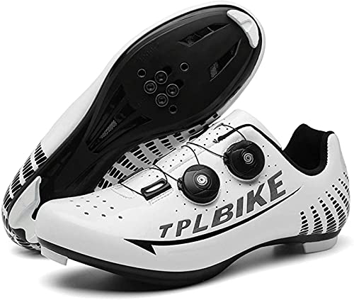 WYUKN Zapatillas de Ciclismo MTB SPD para Hombres y Mujeres, Ideales para Bicicletas de Montaña, Bicicletas de Ciclocross XC Incluidas,whiteSPD-47EU