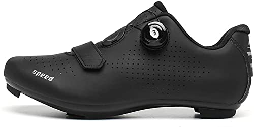 WYUKN Zapatillas de Ciclismo para Hombre, Marca, Bicicleta de Carretera, SPD/SPD-SL, Ciclismo Interior, Compatible con Ejercicio, Doble Trinquete, MTB,Black-11UK=(275mm)=45EU