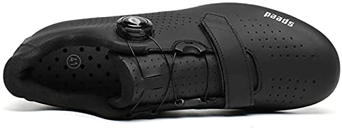 WYUKN Zapatillas de Ciclismo para Hombre, Marca, Bicicleta de Carretera, SPD/SPD-SL, Ciclismo Interior, Compatible con Ejercicio, Doble Trinquete, MTB,Black-11UK=(275mm)=45EU