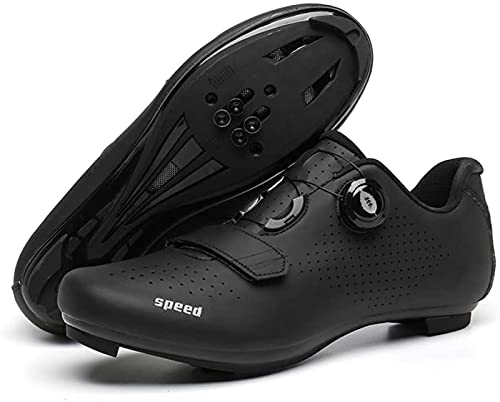 WYUKN Zapatillas de Ciclismo para Hombre, Marca, Bicicleta de Carretera, SPD/SPD-SL, Ciclismo Interior, Compatible con Ejercicio, Doble Trinquete, MTB,Black-11UK=(275mm)=45EU