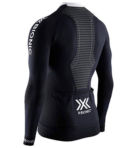 X-Bionic Invent 4.0 Cycling Zip Long Sleeves Men, Bicicleta De Montaña, MTB, T tee Shirt Camiseta con Bolsillos para Hombre, Negro, L (IN-BT06W19M)