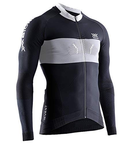 X-Bionic Invent 4.0 Cycling Zip Long Sleeves Men, Bicicleta De Montaña, MTB, T tee Shirt Camiseta con Bolsillos para Hombre, Negro, L (IN-BT06W19M)