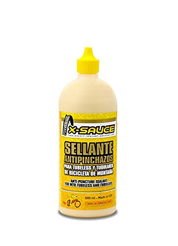 X- Sauce Kit Sellante Anti Pinchazos para Tubeless, 500ml +2 Válvulas Finas +1 Llave