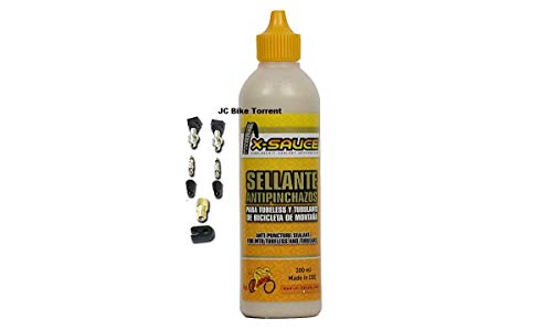 X-Sauce Kit Sellante Anti Pinchazos para Tubeless, Amarillo, 200ml +2 válvulas