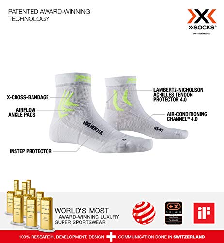 X-Socks Bike Hero Ultra Light Socks, Unisex Adulto, Arctic White/Phyton Yellow, 39-41