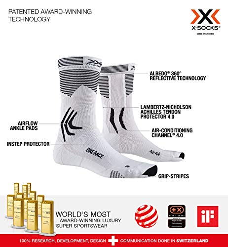 X-Socks Bike Race Socks, Unisex Adulto, Arctic White/Opal Black, 35-38