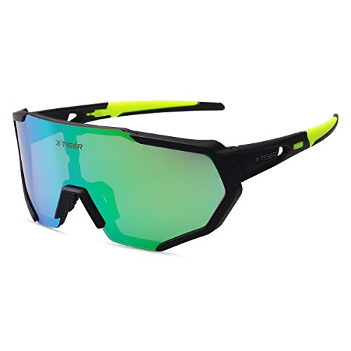 X-TIGER Gafas Ciclismo CE Certificación Polarizadas con 3 Lentes Intercambiables UV 400 Gafas,Corriendo,Moto MTB Bicicleta Montaña,Camping y Actividades al Aire Libre para Hombres y Mujeres TR-90