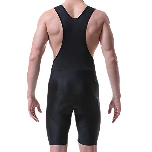 X-TIGER Hombres con Tirantes Manga Corta Interior de Bicicleta Maillots Culotte con 5D Gel Acolchado-L