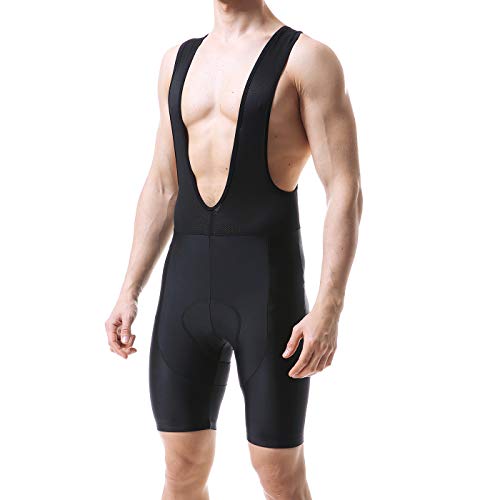 X-TIGER Hombres con Tirantes Manga Corta Interior de Bicicleta Maillots Culotte con 5D Gel Acolchado-L