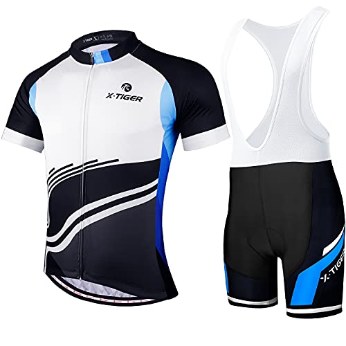 X-TIGER Hombres de Bicicleta con 5D Gel Acolchado MTB Ciclismo Tirantes Culotte Pantalones Cortos Culotes (#2, XL(CN)=L(EU))