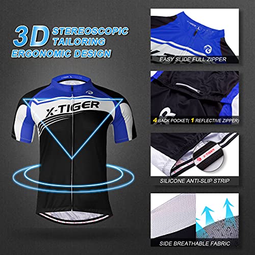 X-TIGER Hombres de Bicicleta con 5D Gel Acolchado MTB Ciclismo Tirantes Culotte Pantalones Cortos Culotes (#3, 2XL(CN)=XL(EU))