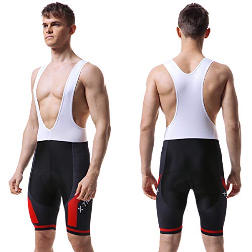 X-TIGER Hombres Ropa Interior de Bicicleta con 5D Gel Acolchado MTB Ciclismo Pantalones Cortos-Negro (Rojo Culotte Pantalones, XL)