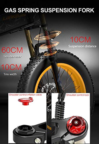 X3000plus-UP Bicicleta eléctrica Plegable para Hombres y Mujeres, Bicicleta montaña 20 Pulgadas, Horquilla Delantera con amortiguadores neumáticos (Yellow, 14.5Ah)