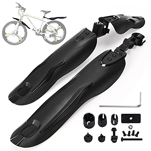 XCOZU Guardabarros Bicicleta, 3 Piezas Universales Espesar Guardabarros MTB Delantera y Trasera, Juego de Guardabarros Ajustables para Bicicleta de Montañ