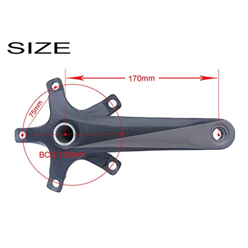 XHEEB Juego De Bielas De Bicicleta,Manivela Bicicleta Carretera BCD130mm Fibra Carbono Completa Ultraligera 3K Mate 170mm Velocidad Variable Adecuada Bicicletas Carretera 2x11S / 2x10S