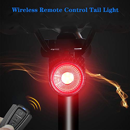 XIAOKOA Luces Traseras para Bicicletas,Alarma Inteligente de luz Trasera,Luces Traseras de Carga USB,Luz de Cola Impermeable,con Control Remoto Inalámbrico