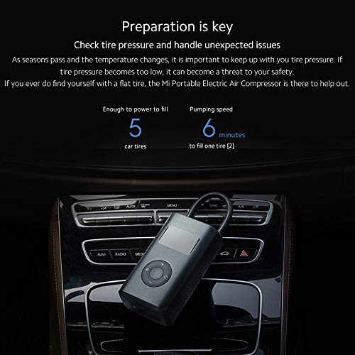 Xiaomi Multifuncional Bomba de Aire Portátil Inalámbrica Eléctrica con Sensor de Presión Pantalla LCD Digital y Linterna LED para Coche, Bicicleta, Motocicleta, Pelota