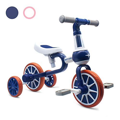 XIAPIA Triciclos 3 en 1 para niños de 1 a 4 años de edad, con pedal desmontable y ruedas de entrenamiento, bicicleta de equilibrio para bebés, asientos adjustable