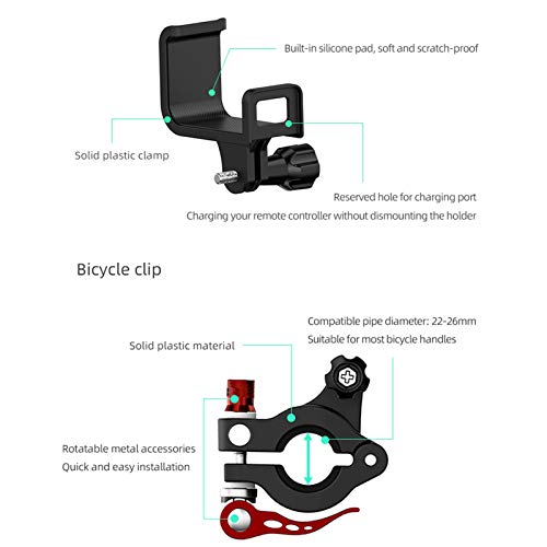 Xingsiyue Soporte de Manillar de Bicicleta para dji Mavic Mini/2/Pro/Air/Spark Transmisor - Control Remoto Barra de Bicicletas Soporte de Mount