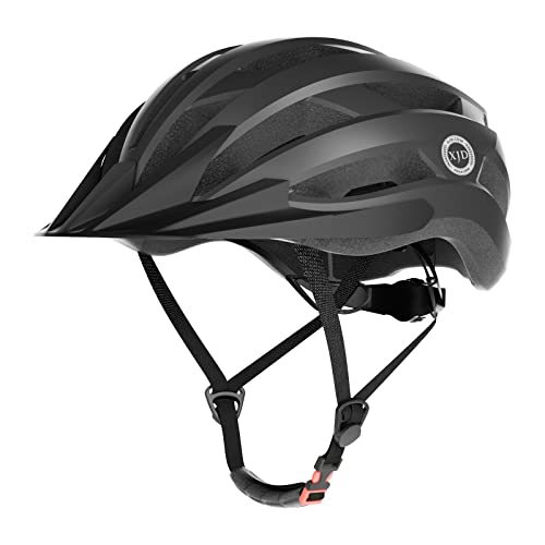 XJD Casco Bicicleta Adulto Certificado CE Casco de Bicicleta con Visera Desmontable Casco de Ciclismo Ligero Protección Seguridad Tamaño Ajustable Ciclismo Carretera, Negro L(58-61cm)