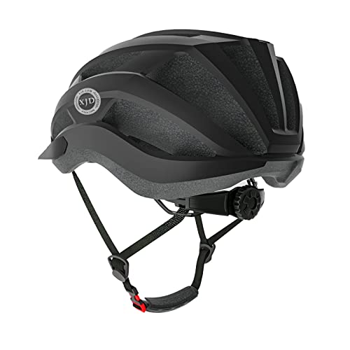 XJD Casco Bicicleta Adulto Certificado CE Casco de Bicicleta con Visera Desmontable Casco de Ciclismo Ligero Protección Seguridad Tamaño Ajustable Ciclismo Carretera, Negro L(58-61cm)