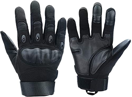 Xnuoyo Goma nudillo Duro Dedo Completo y Medio Dedo Guantes de Pantalla táctil para Motocicleta Ciclismo Caza Escalada Acampar (M, Negro)