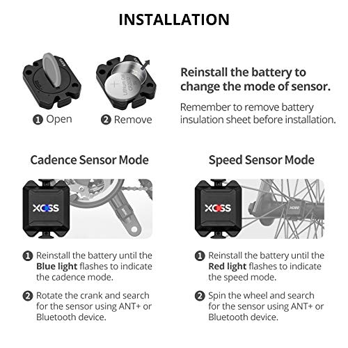 XOSS X1 Sensor de cadencia de Velocidad para computadora de Bicicleta Smartphone Bluetooth / Ant + Modo Dual Ciclismo Bicicleta inalámbrica (Sensor de cadencia / Velocidad x2 Piezas)